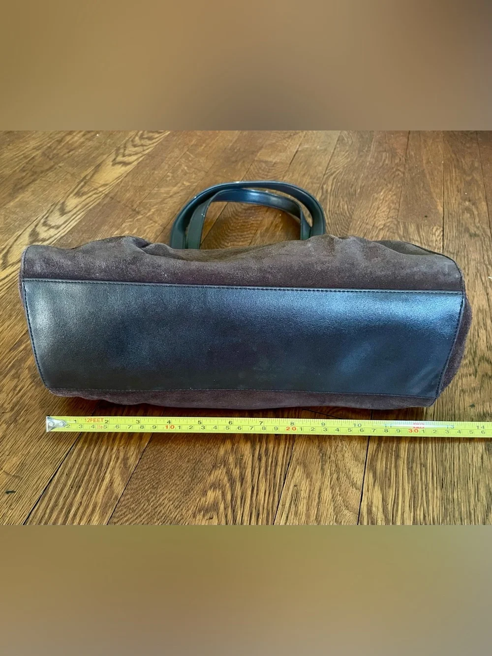 LOFT Dark Brown Suede Leather Satchel Handbag w/ Magnetic Closure - Vintage Look